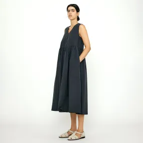 7115 By Szeki Woman Papery V-Neck Dress in Navy Black