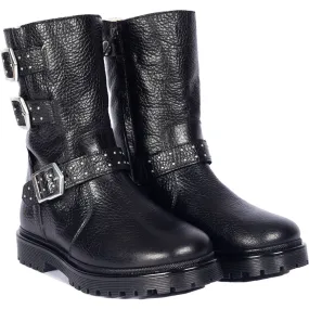 Angulus Black Tex boot - rivets, buckles, zipper