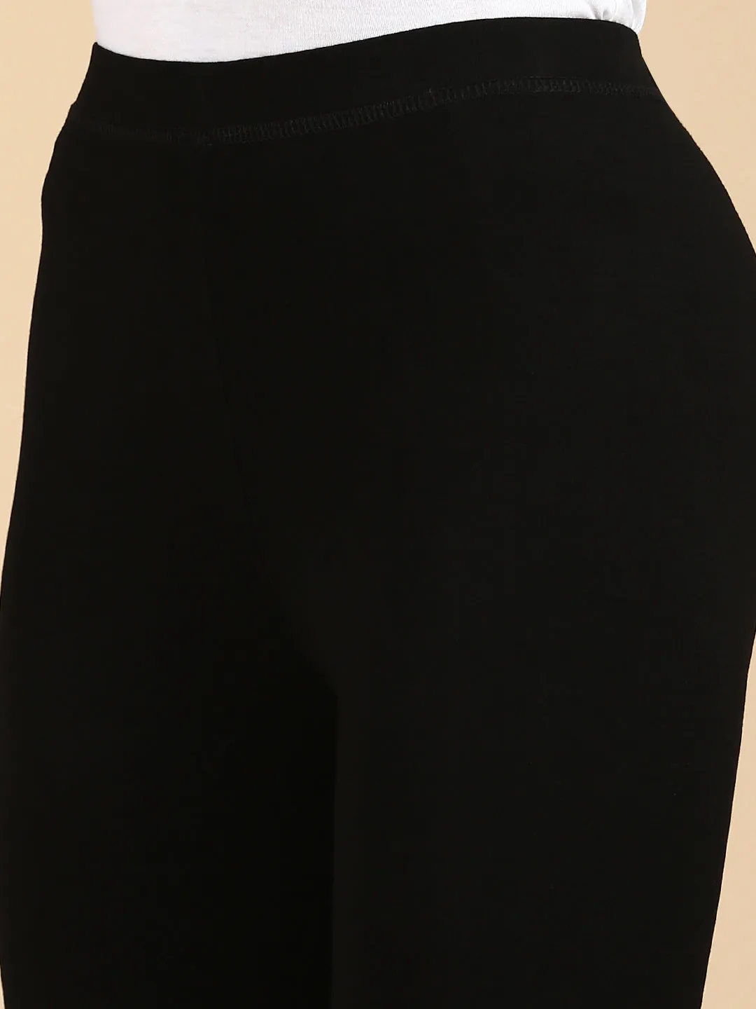 Black Viscose Ankle-Length Leggings