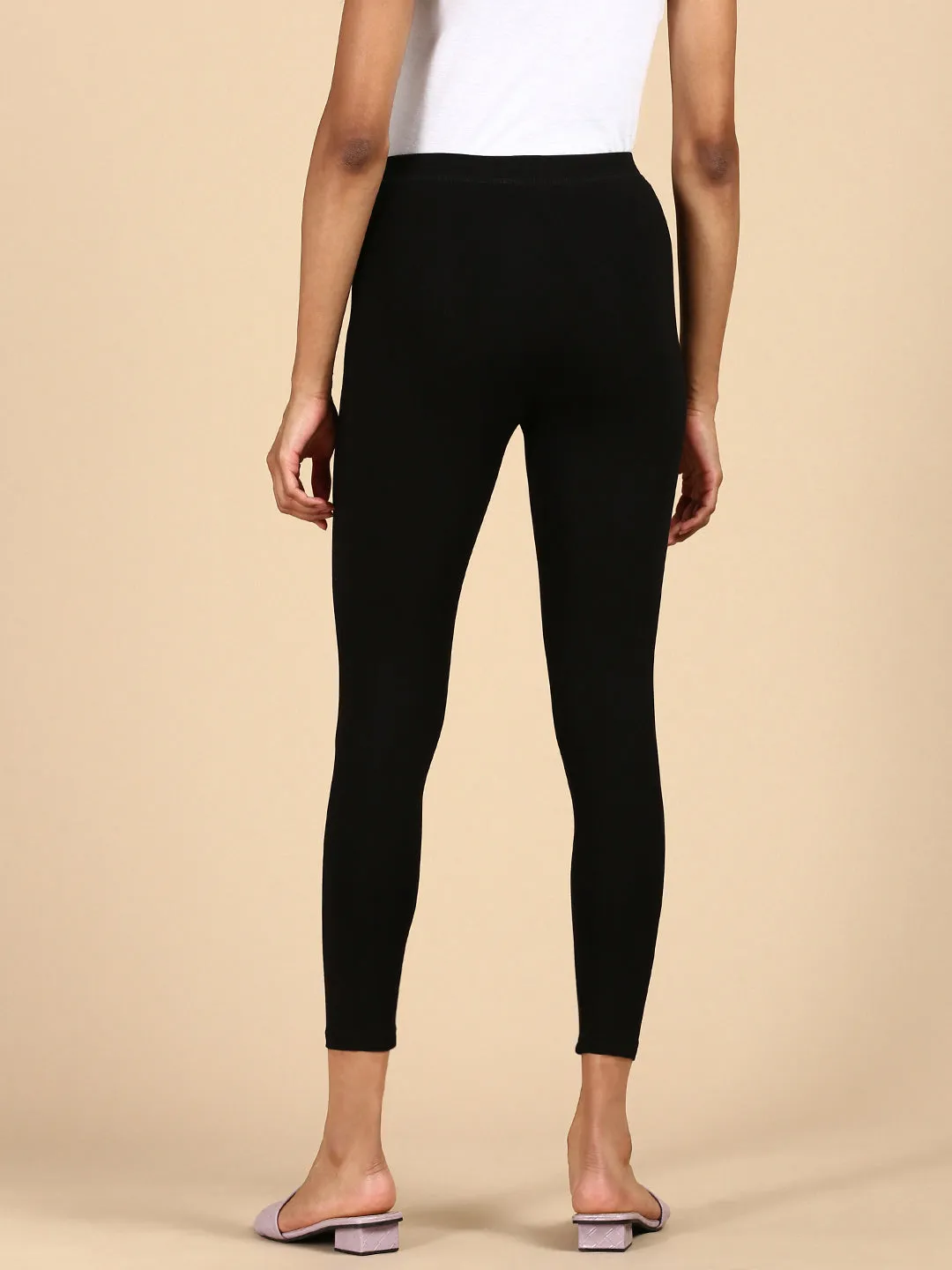 Black Viscose Ankle-Length Leggings