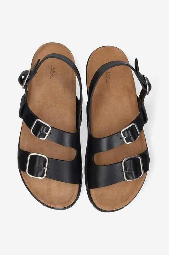 A.P.C. Men's Black Leather Sandals