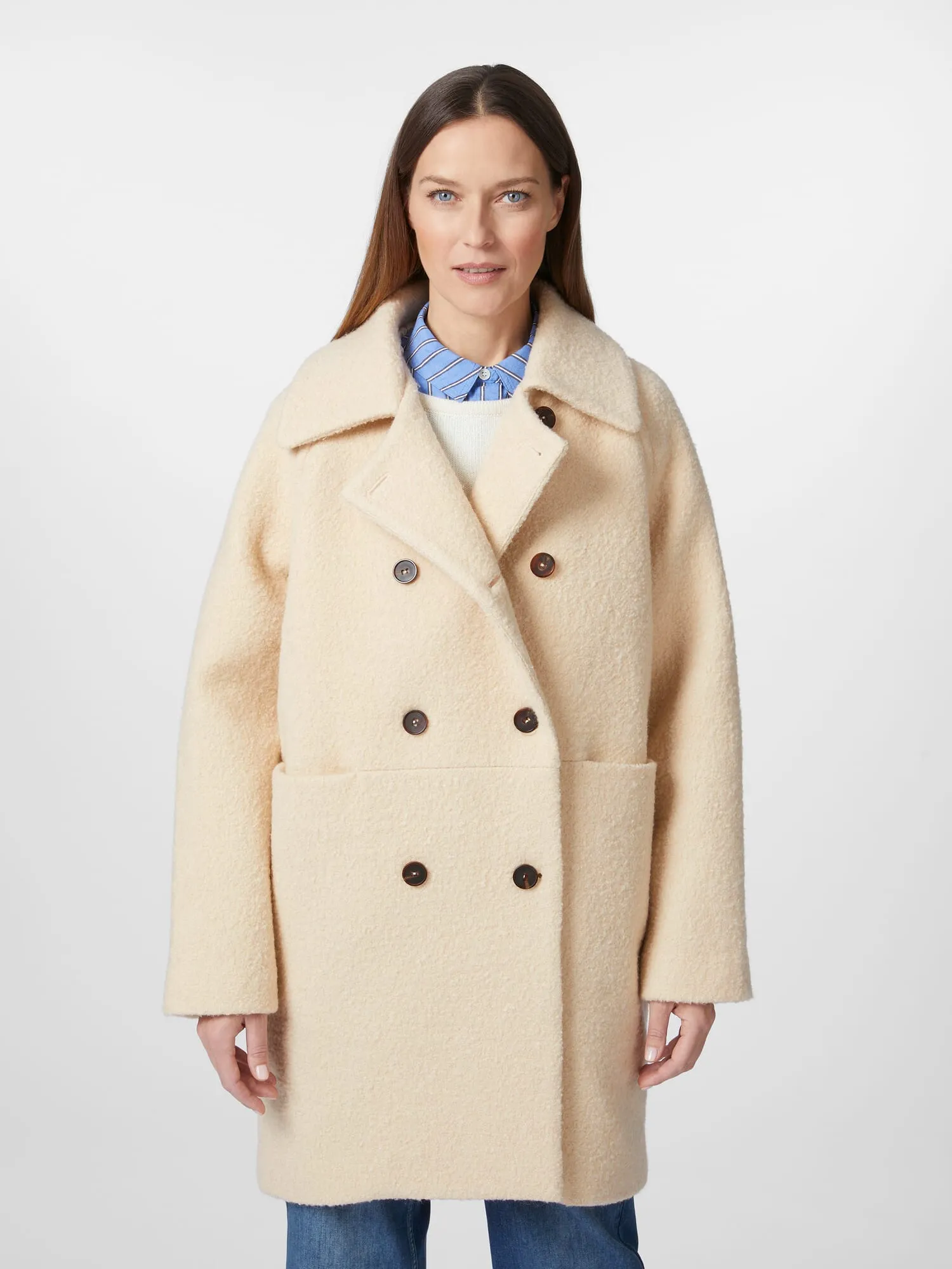 Beige bouclé coat for women | Manufactum