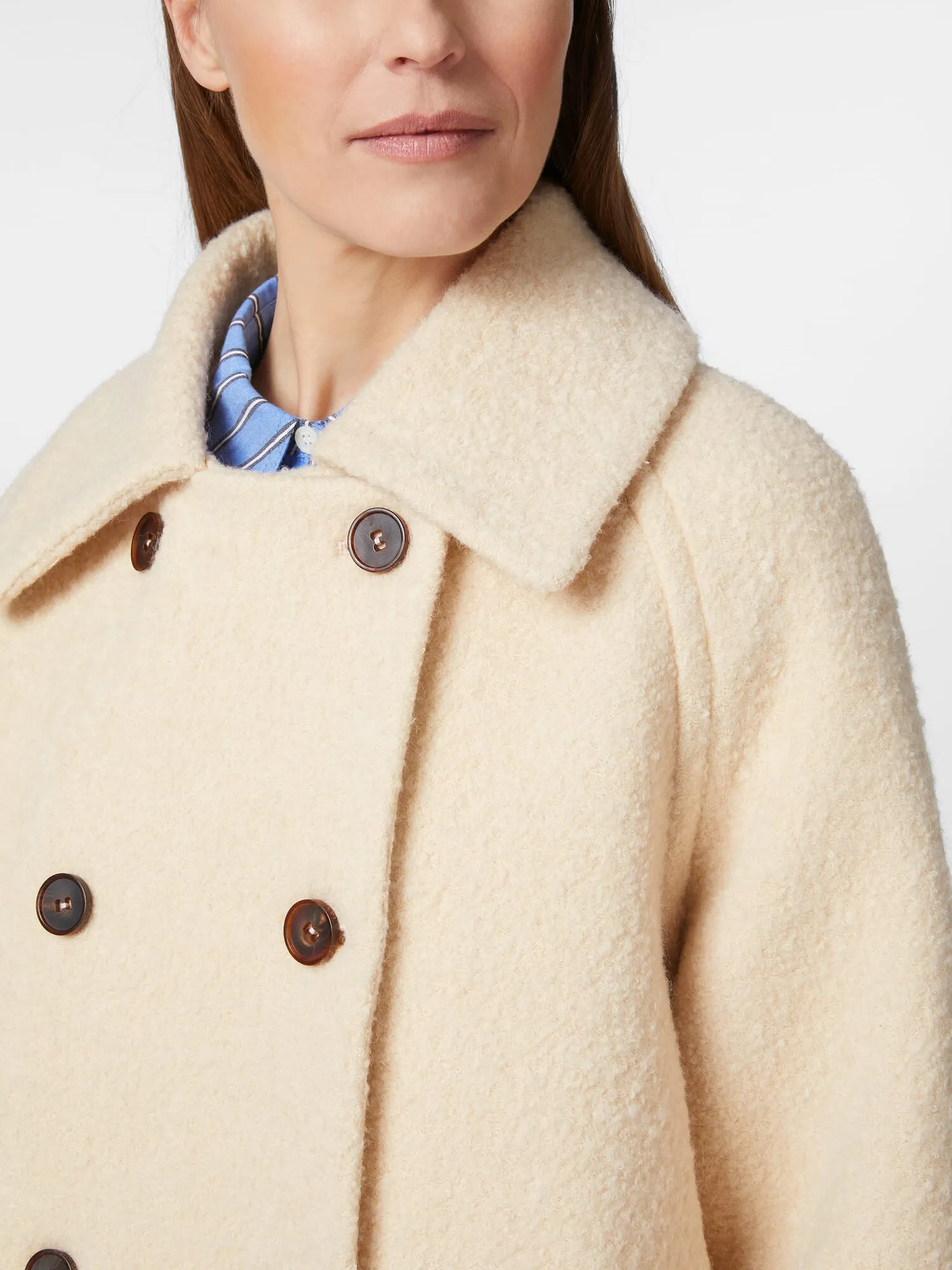 Beige bouclé coat for women | Manufactum