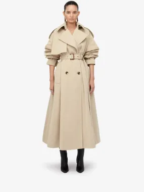 Beige Military Style Trench Coat