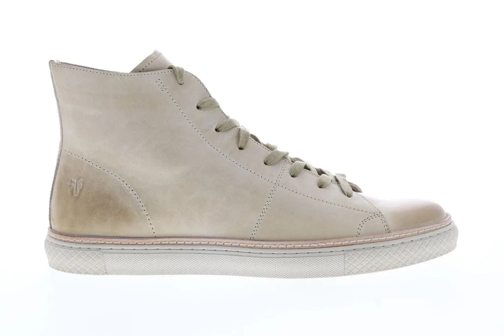 Beige Tan Leather High Top Lifestyle Sneakers for Men by Frye