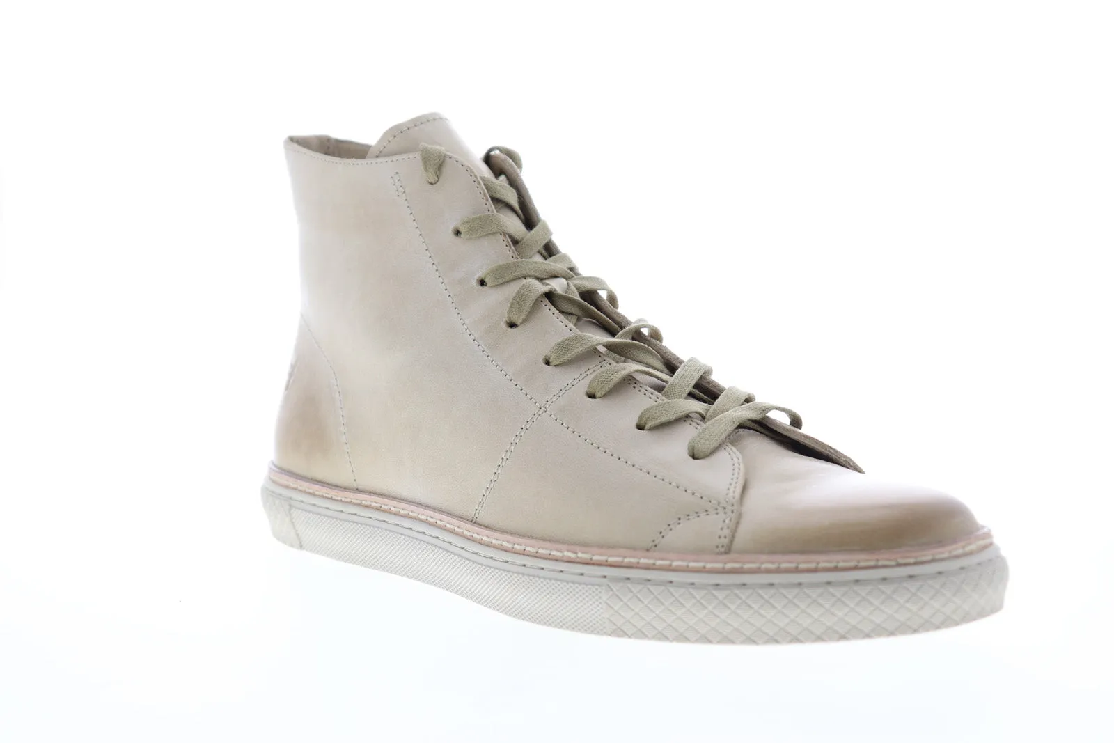 Beige Tan Leather High Top Lifestyle Sneakers for Men by Frye