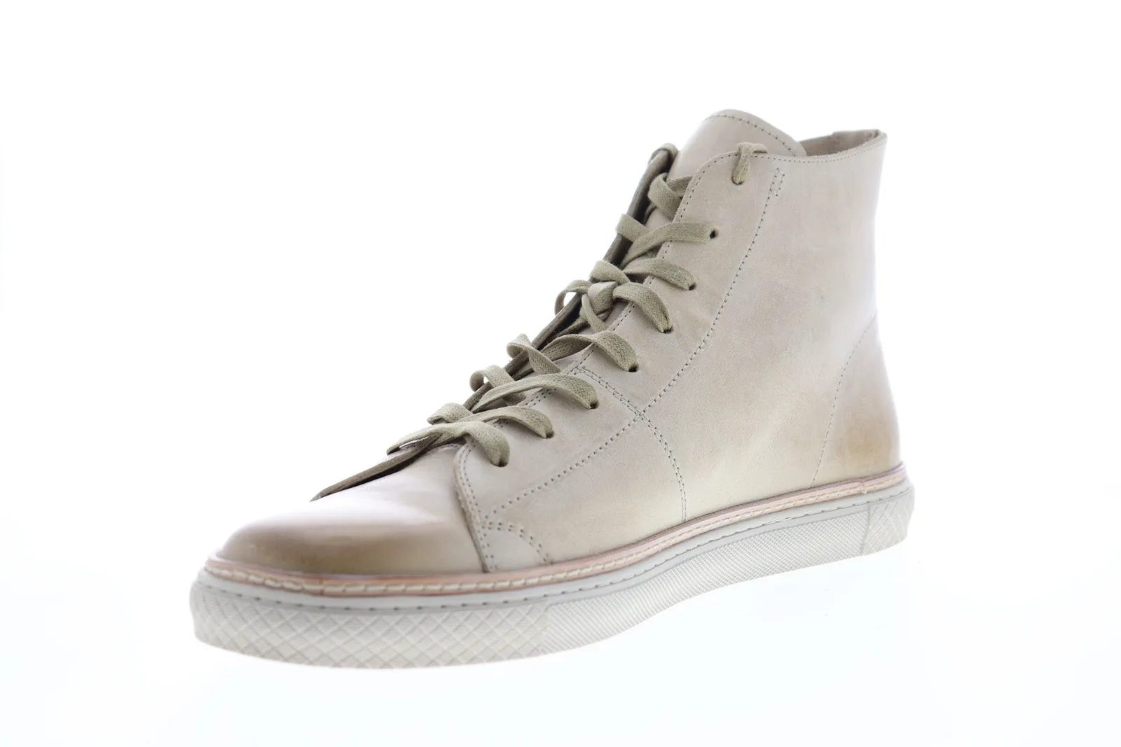 Beige Tan Leather High Top Lifestyle Sneakers for Men by Frye