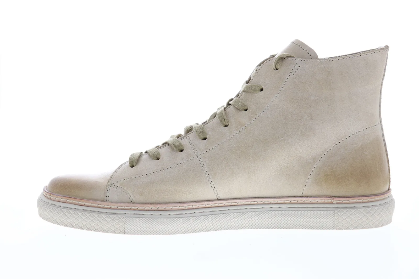 Beige Tan Leather High Top Lifestyle Sneakers for Men by Frye