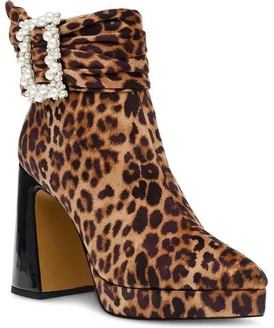 Womens Block Heel Pointed Toe Ankle Boots by Betsey Johnson