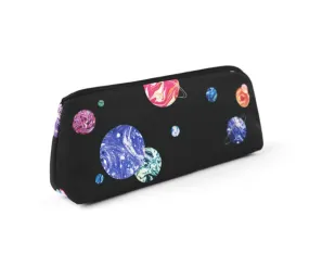 Black Planet Space Pencil Case Zipper School Office Cosmetics Bag 19cm