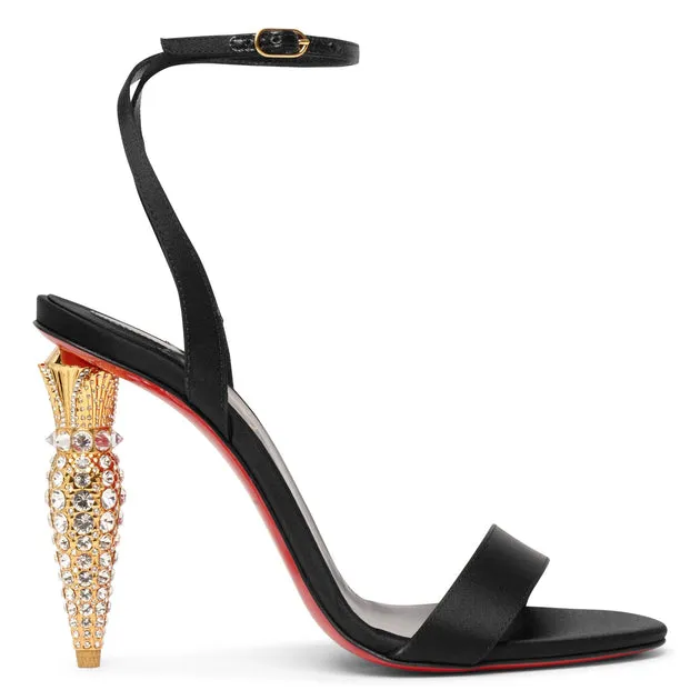 Black satin sandals Christian Louboutin Lipstrass Queen 100