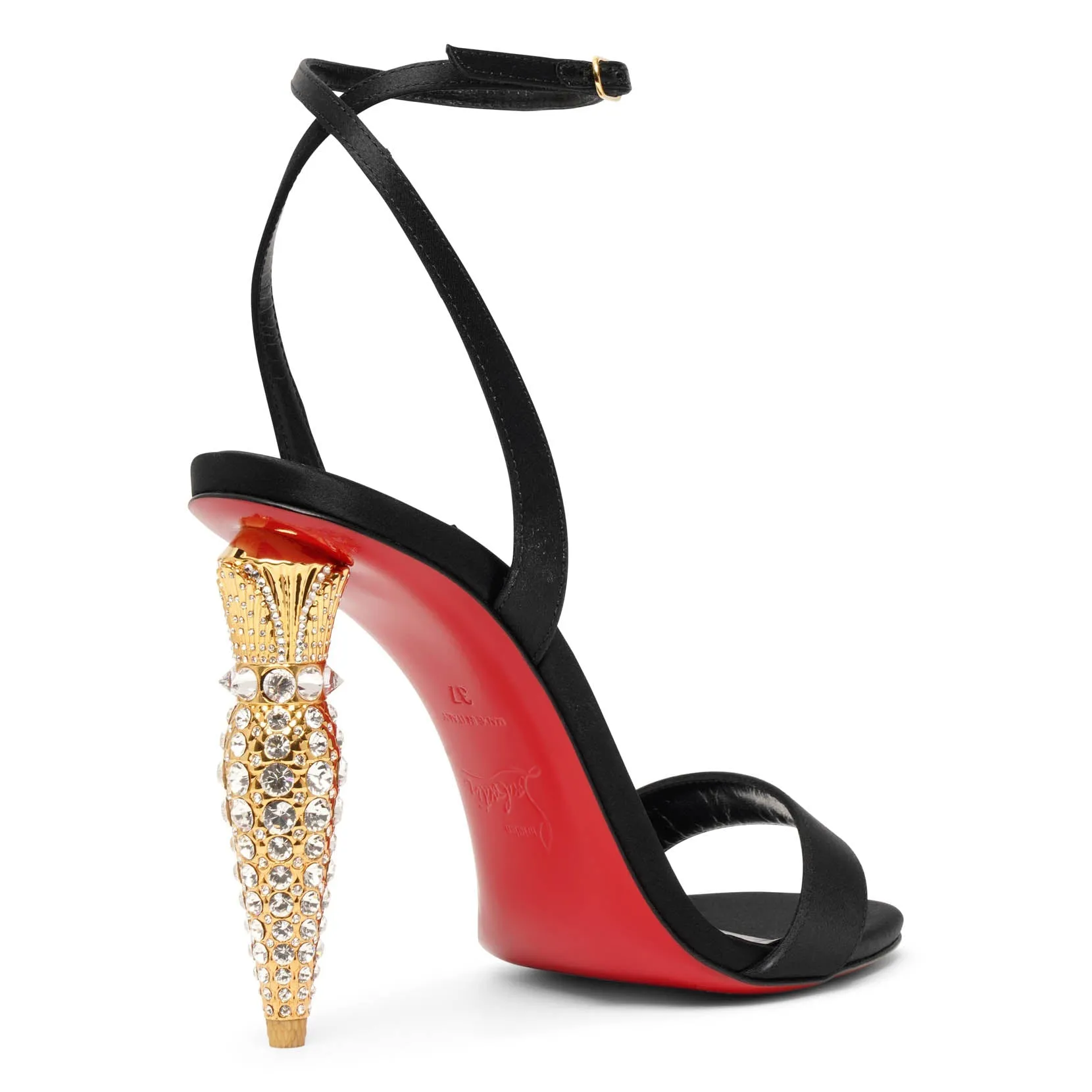 Black satin sandals Christian Louboutin Lipstrass Queen 100