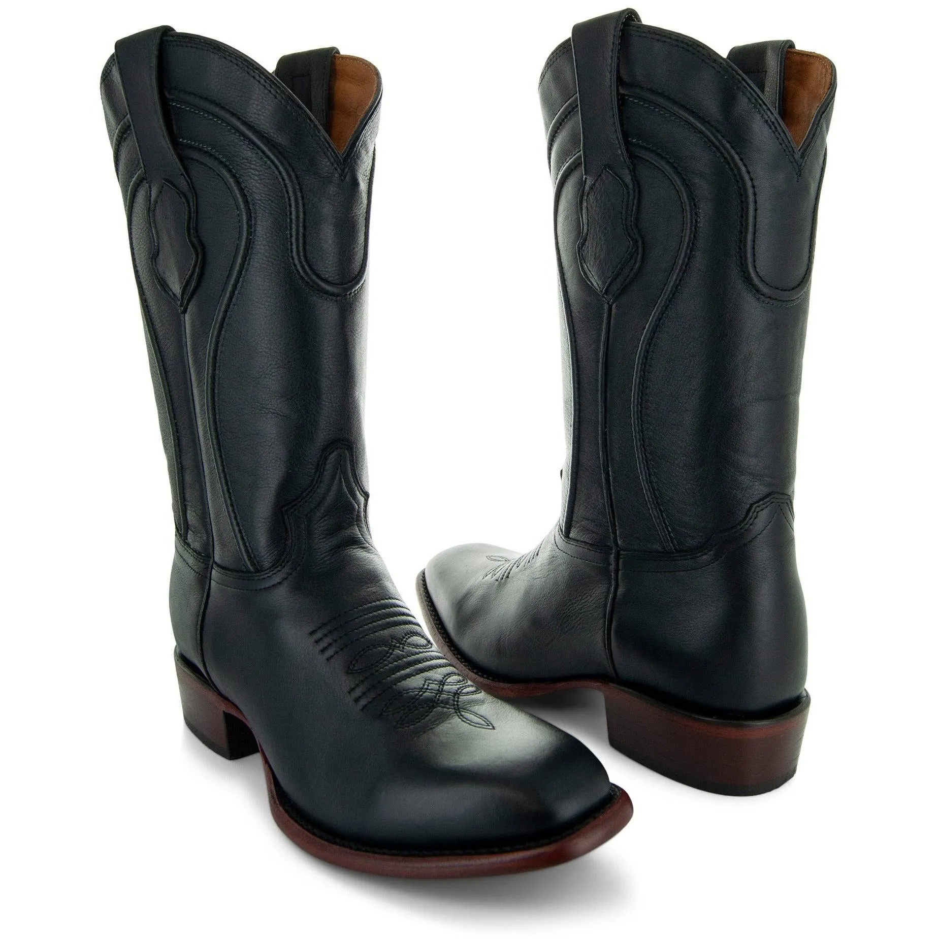 Men's Black Square Toe Cowboy Boots H9002