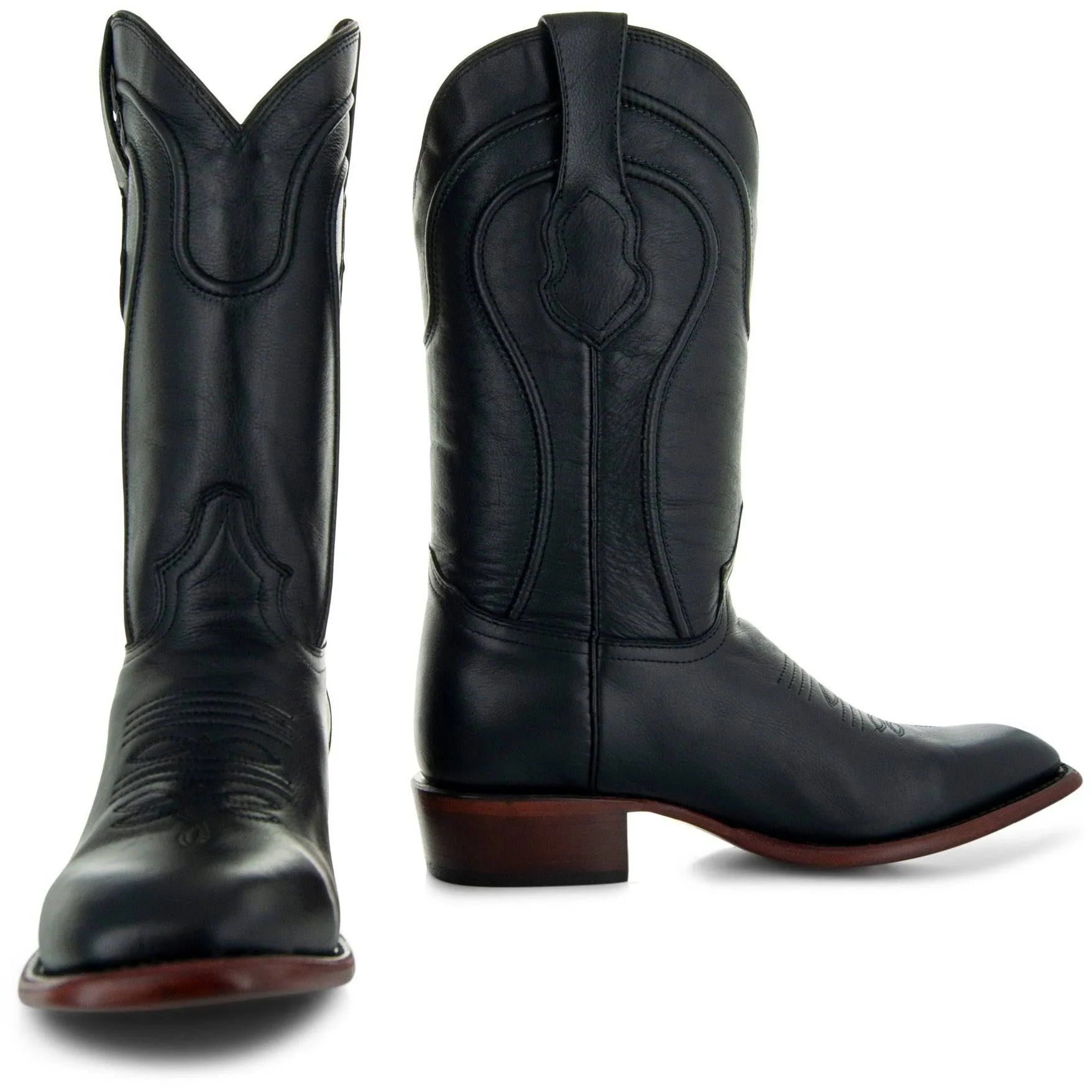 Men's Black Square Toe Cowboy Boots H9002