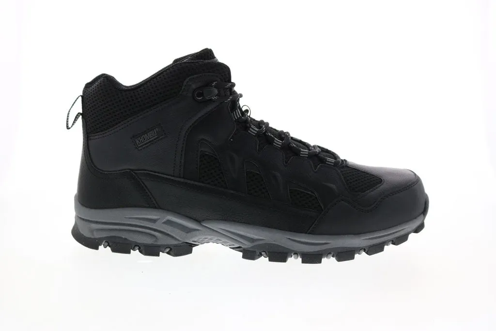 Black Synthetic Lace Up Hiking Boots for Men by Khombu