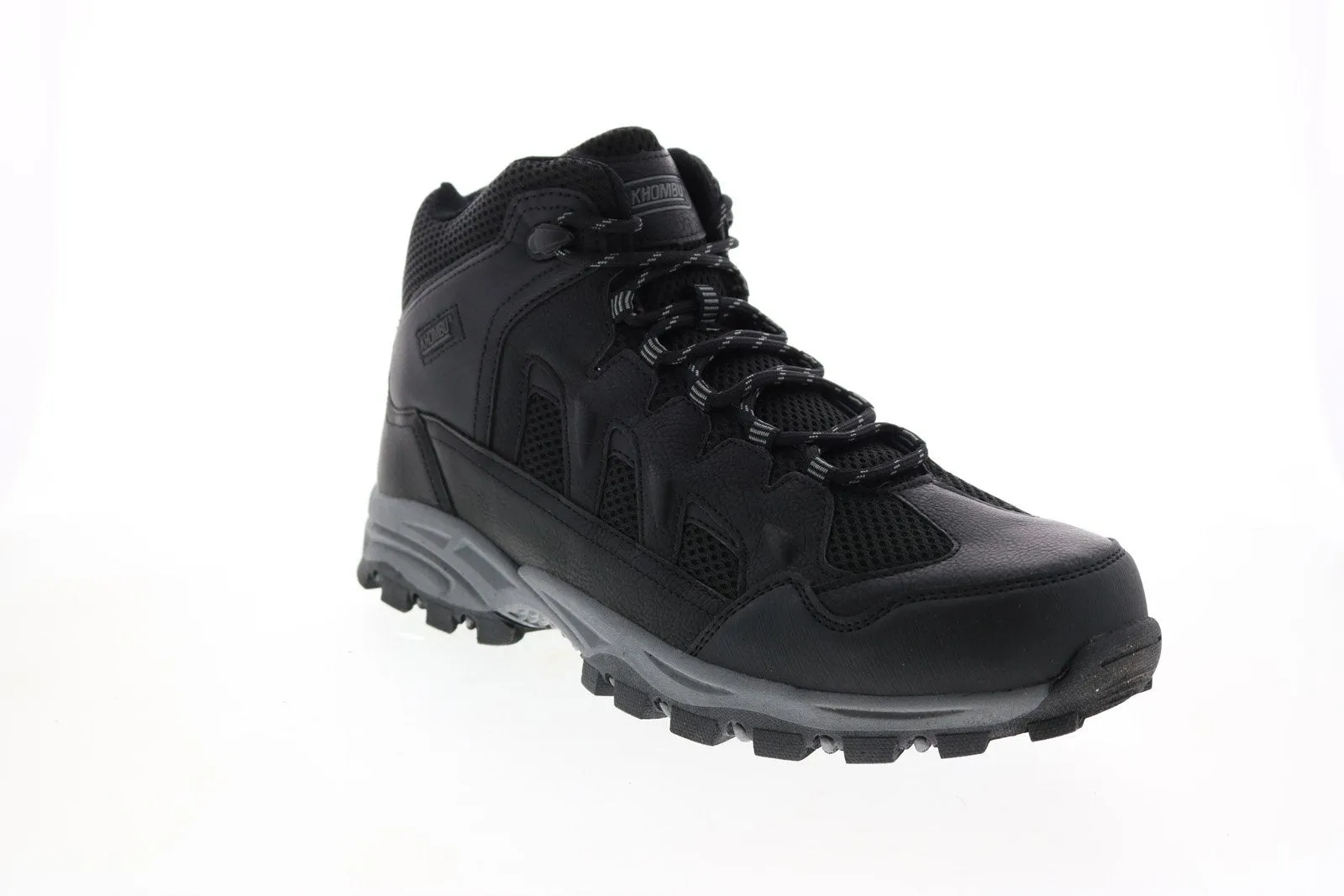 Black Synthetic Lace Up Hiking Boots for Men by Khombu