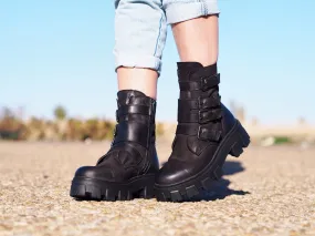 Black Women's Genuine Leather Boots,Winter Fashion Extravagant Boots