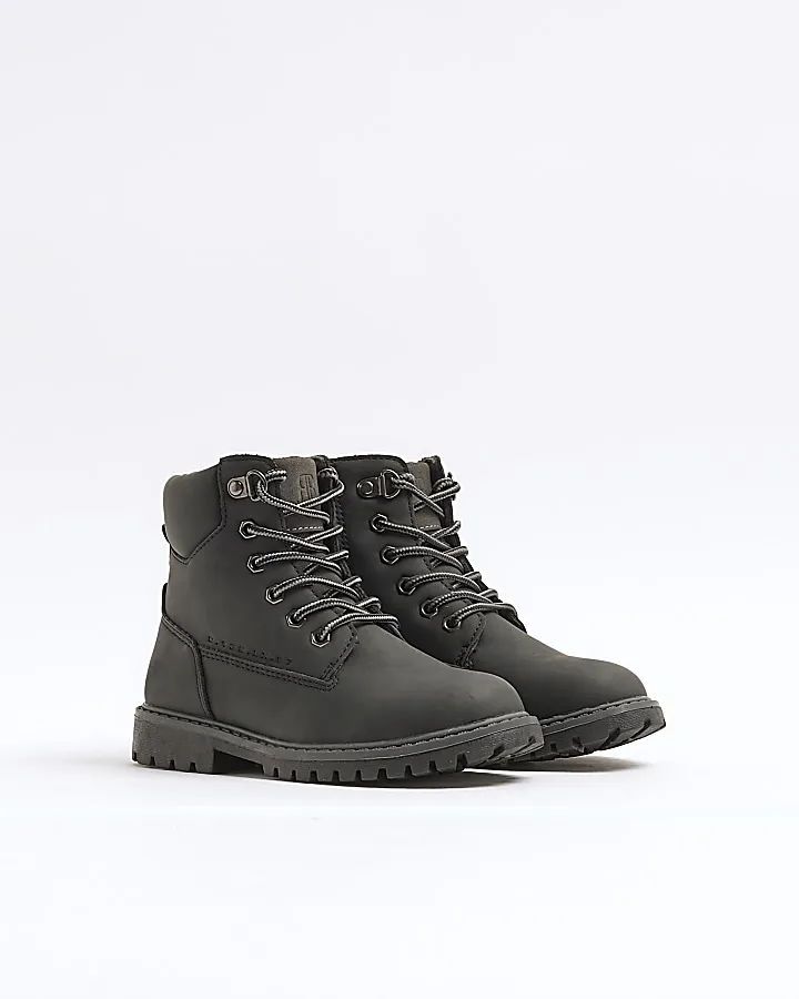 Black Work Boots for Boys