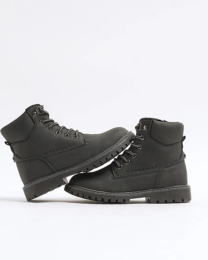 Black Work Boots for Boys