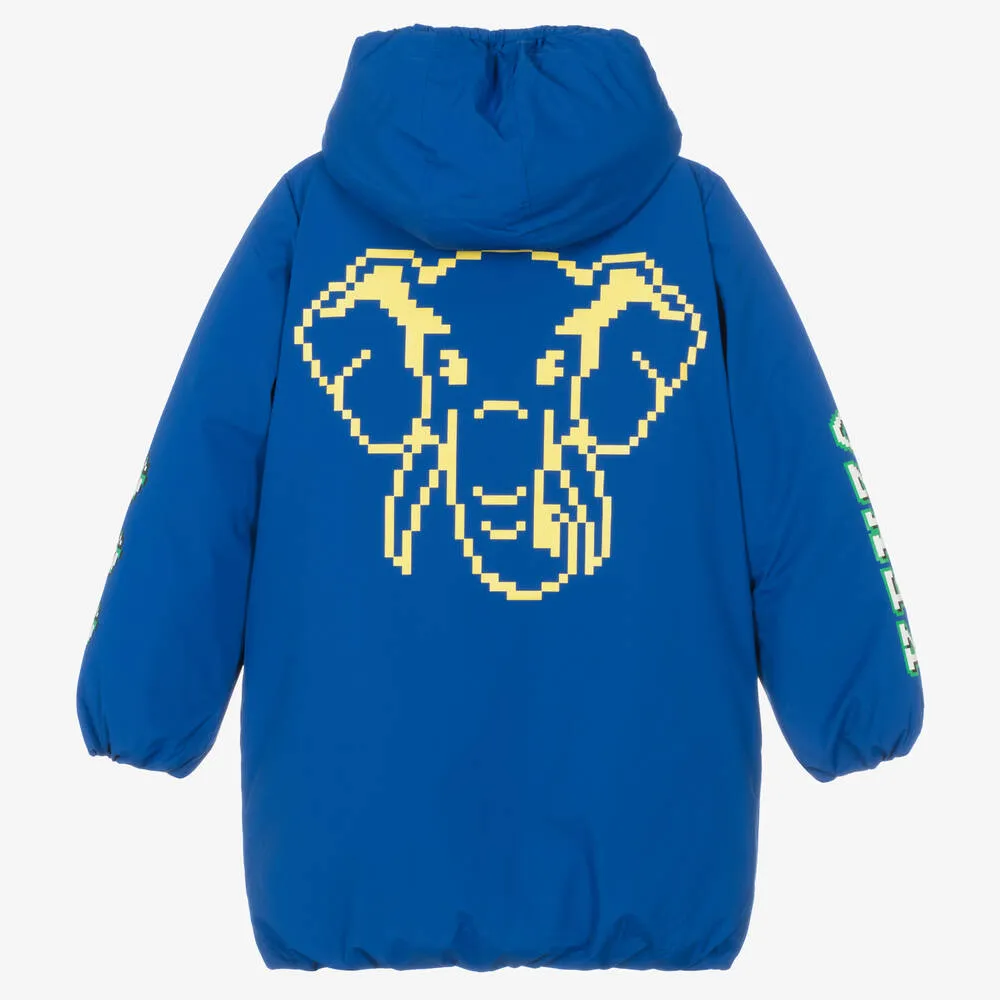 Blue Elephant Puffer Coat for Teen Boys