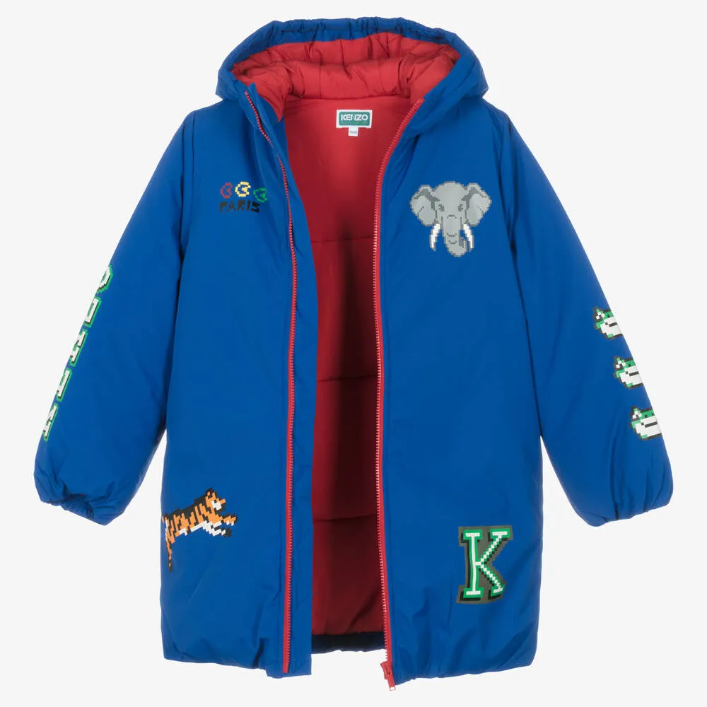 Blue Elephant Puffer Coat for Teen Boys