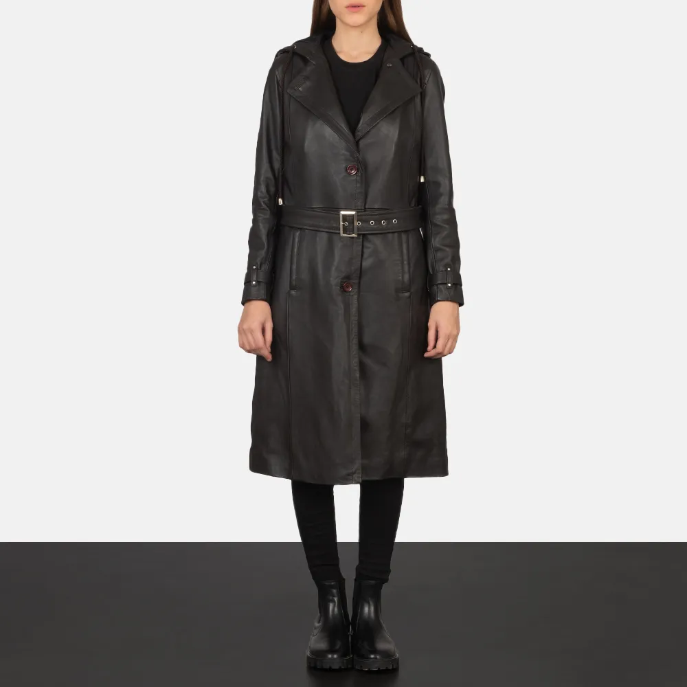 Brown Trench Coat with Hood - Fixon