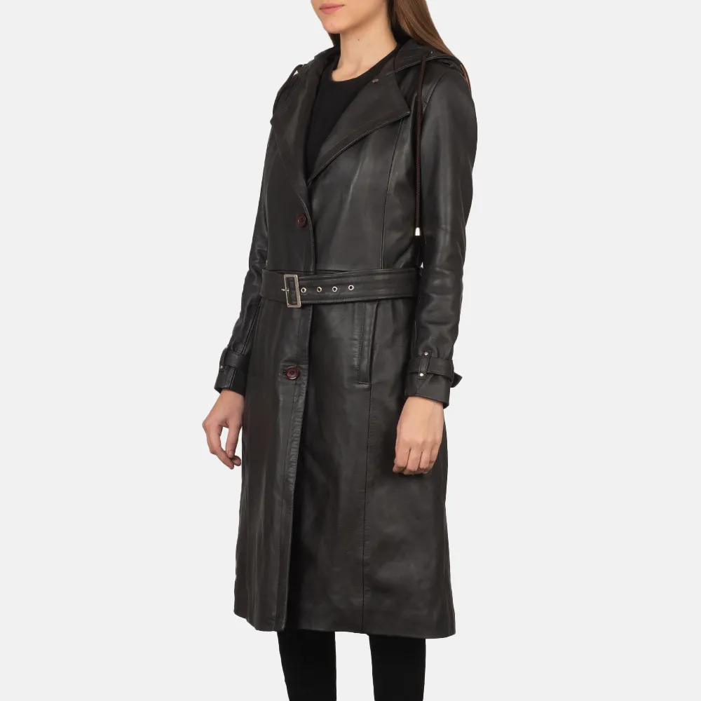 Brown Trench Coat with Hood - Fixon