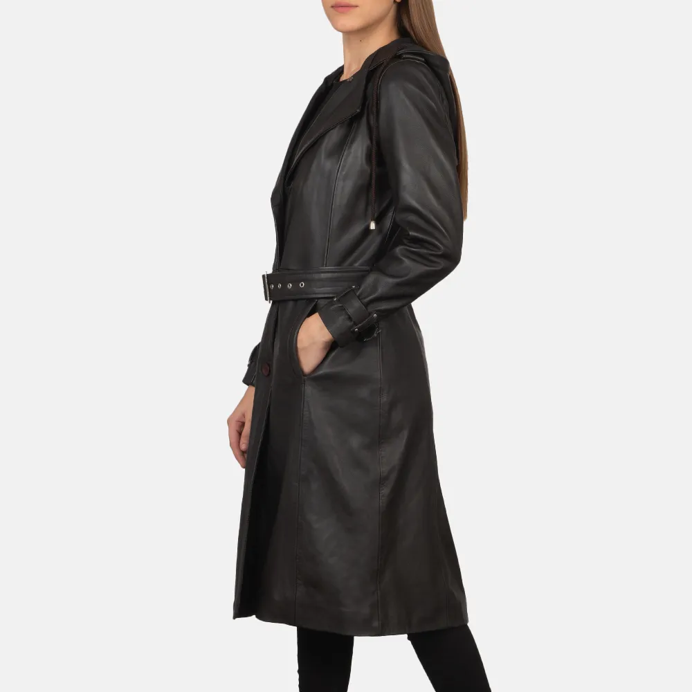 Brown Trench Coat with Hood - Fixon