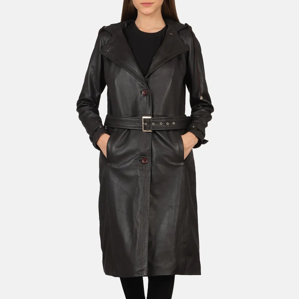 Brown Trench Coat with Hood - Fixon