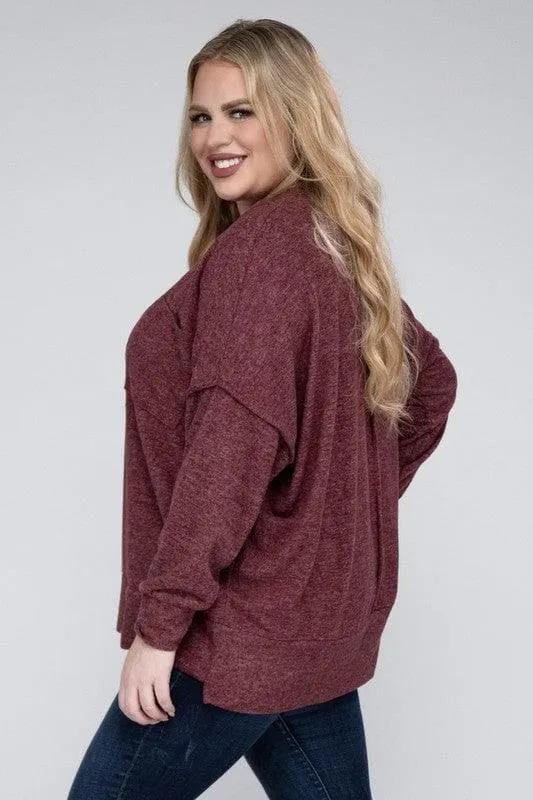 Brushed Melange Drop Shoulder Sweater for Zenana Plus.