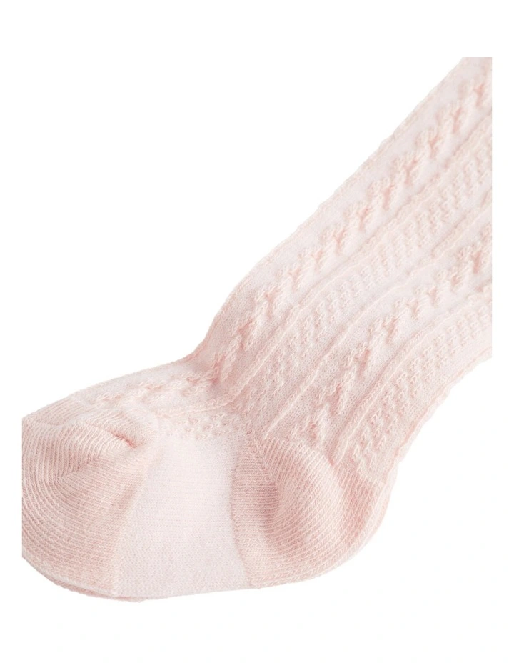 Pink Cable Knit Tights