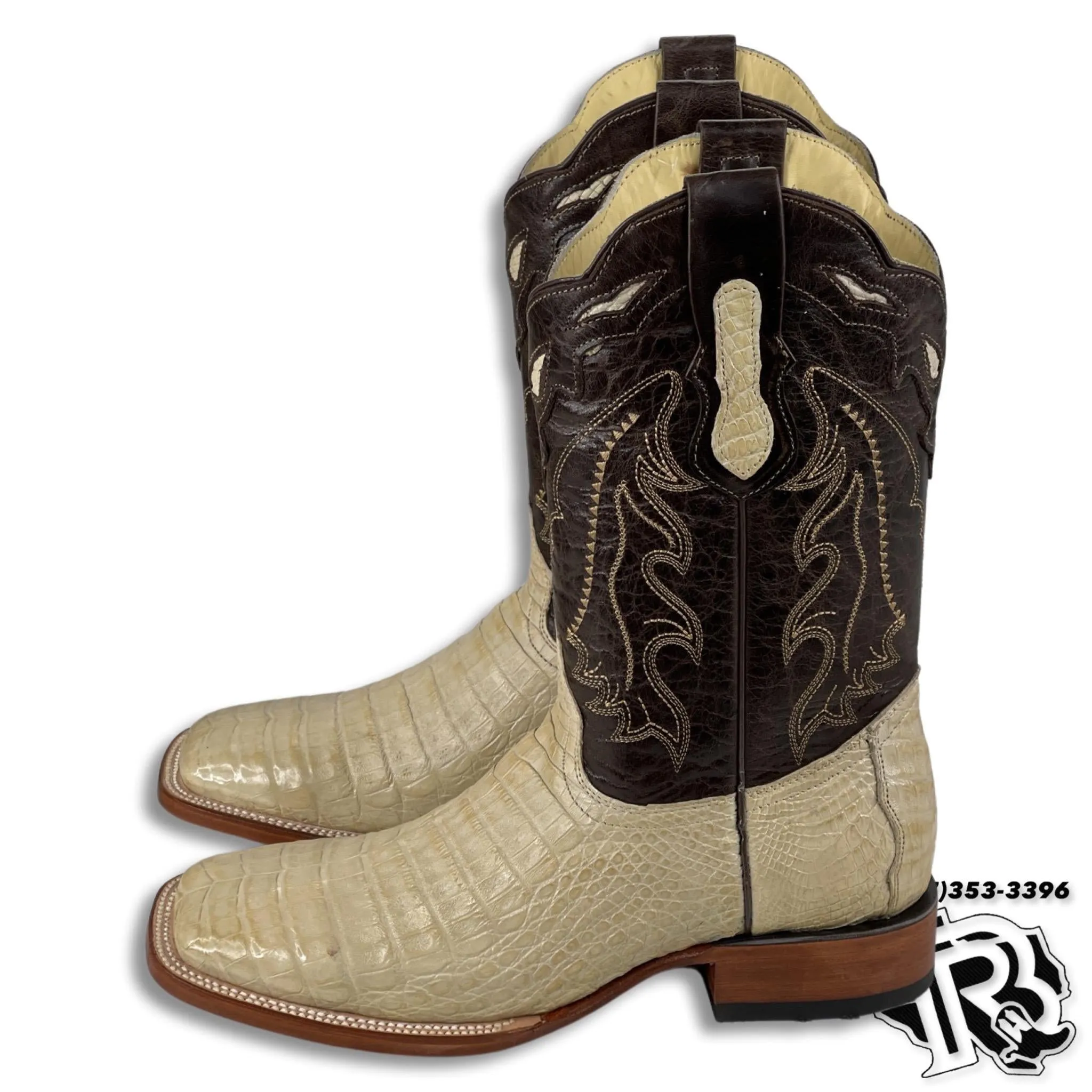 CAIMAN BELLY WESTERN BOOTS SQUARE TOE ORIX