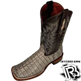 Caiman Tail Cowboy Boots | Men's Square Toe Genuine Caiman Leather Boots