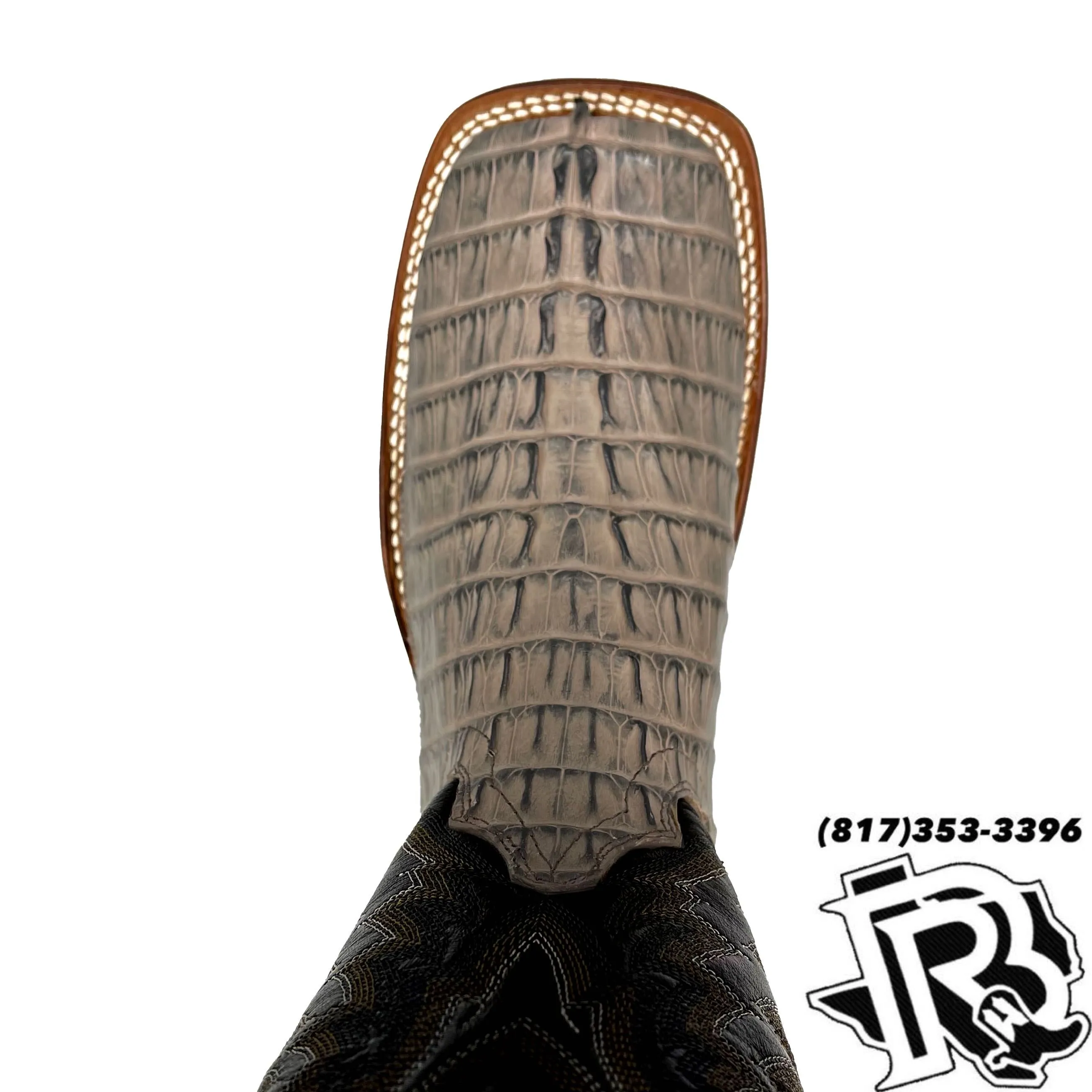 Caiman Tail Cowboy Boots | Men's Square Toe Genuine Caiman Leather Boots