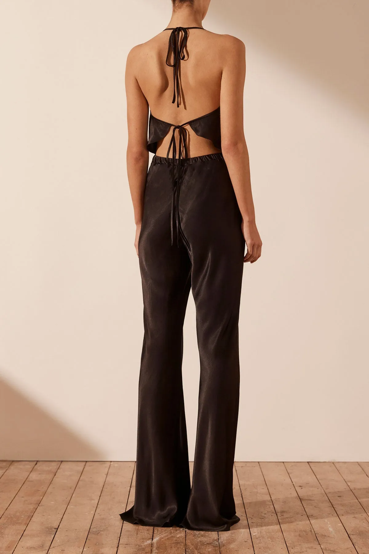 Camille Bias Cut Flared Trousers - Black.