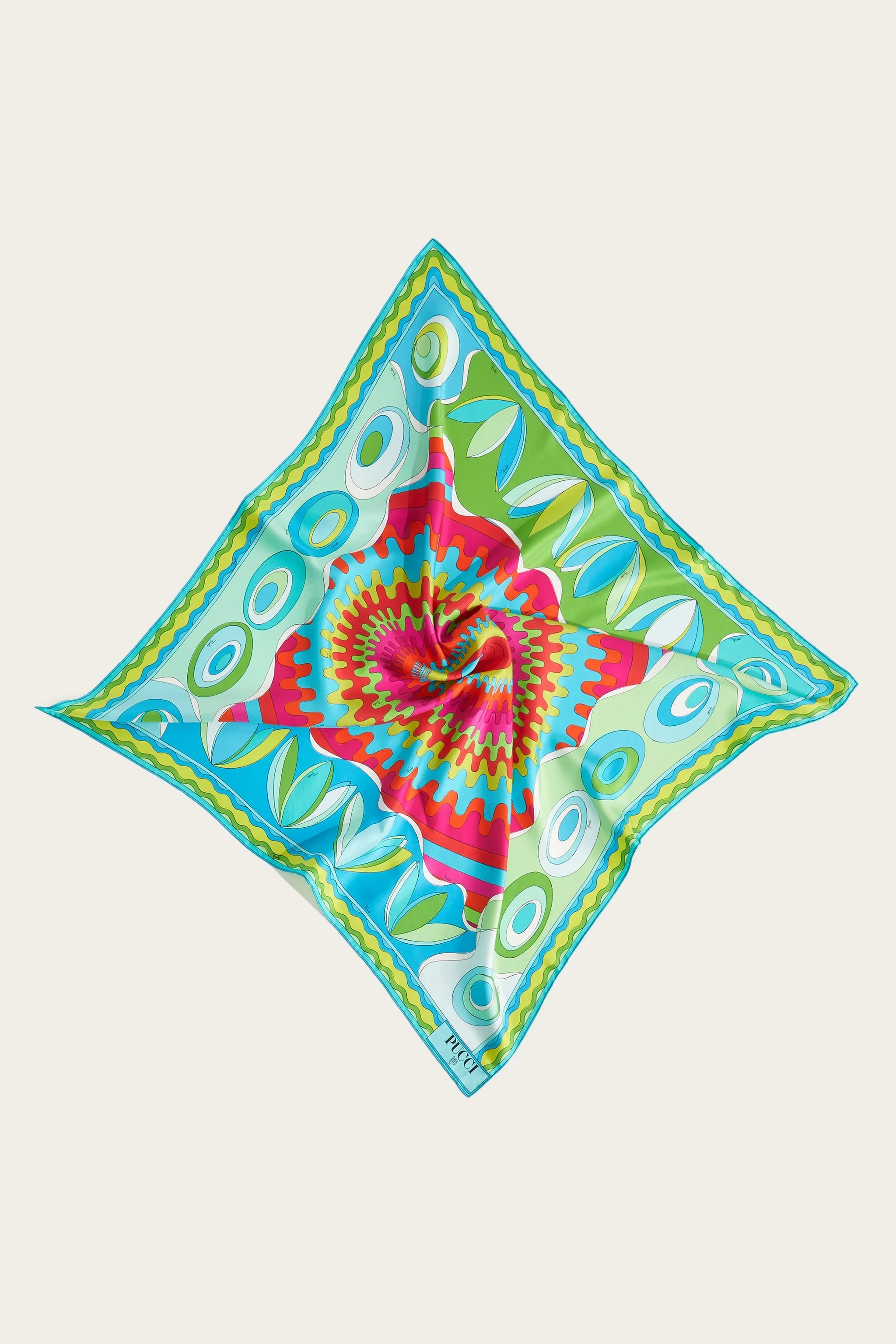 Silk square scarf with target print