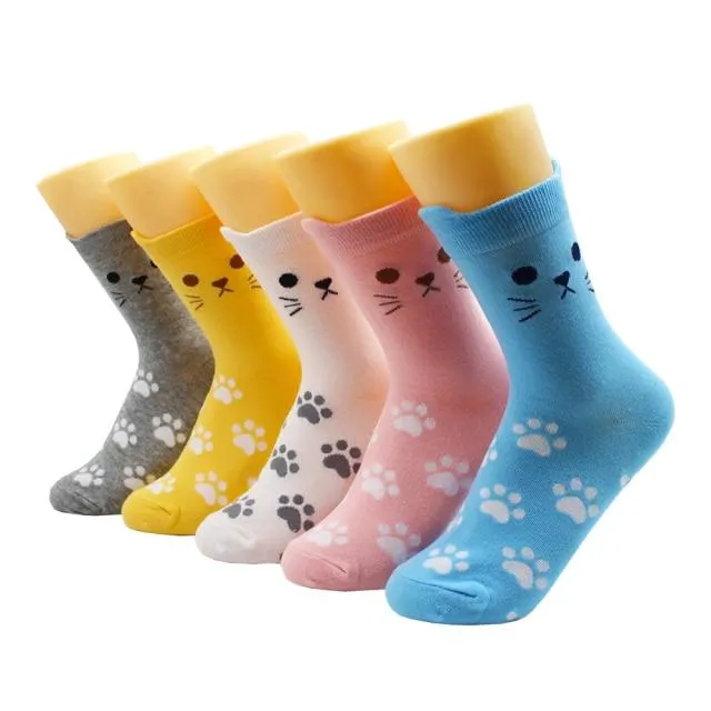 Cartoon Cat Dog Duck Animal Print Women's Cute Girl Socks