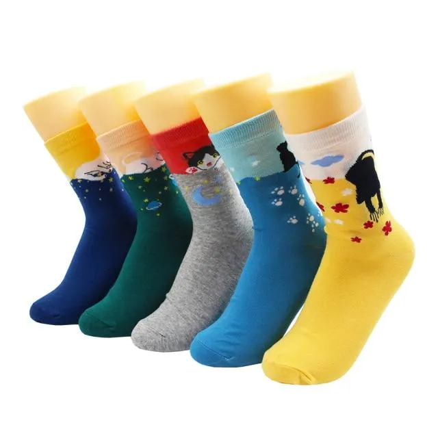 Cartoon Cat Dog Duck Animal Print Women's Cute Girl Socks