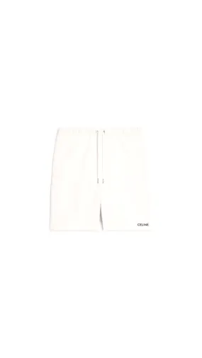 White Terry Cotton Celine Shorts