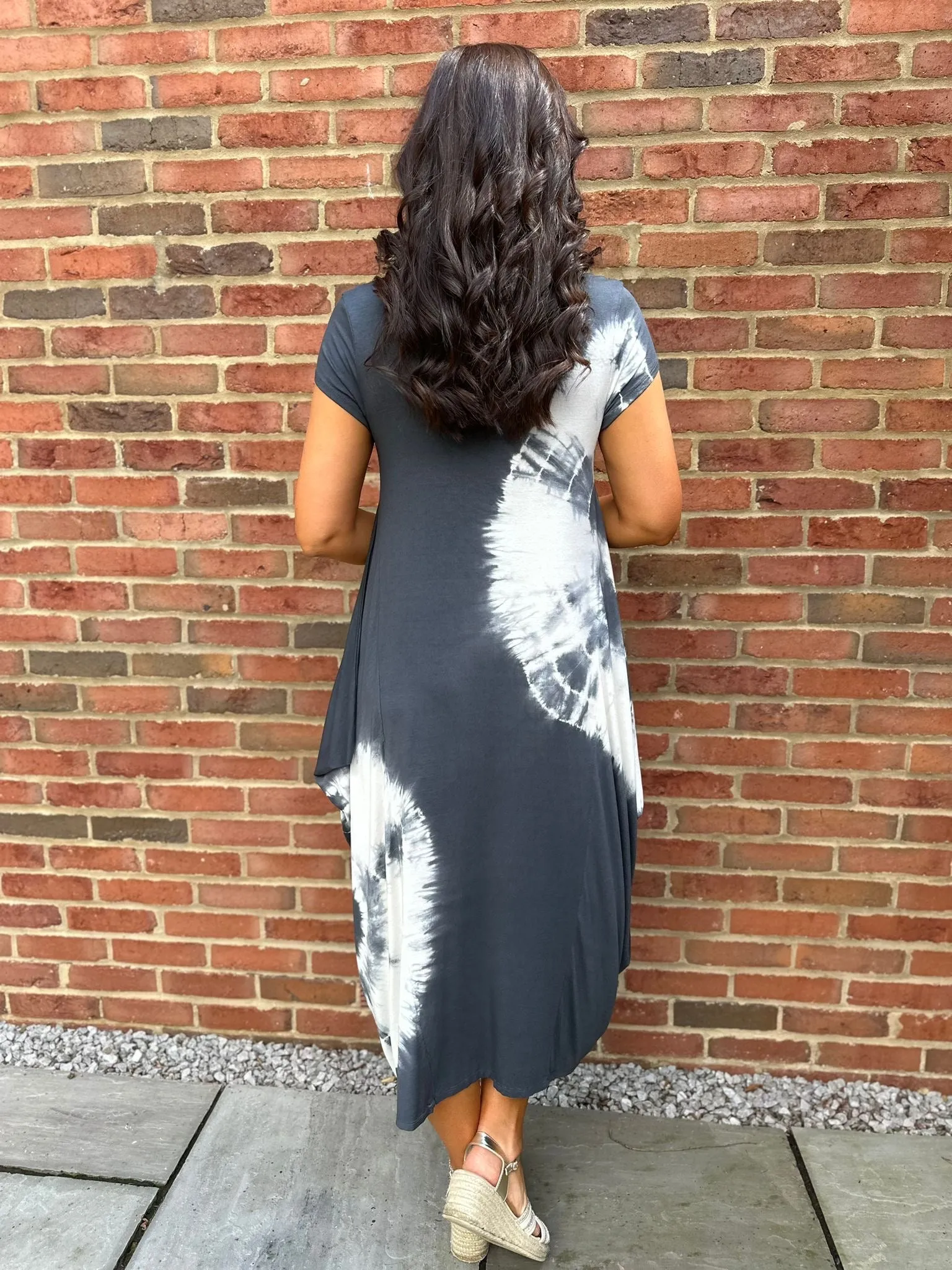 Charcoal Cap Sleeve Tie Dye Dress - Harmony - Shop Now