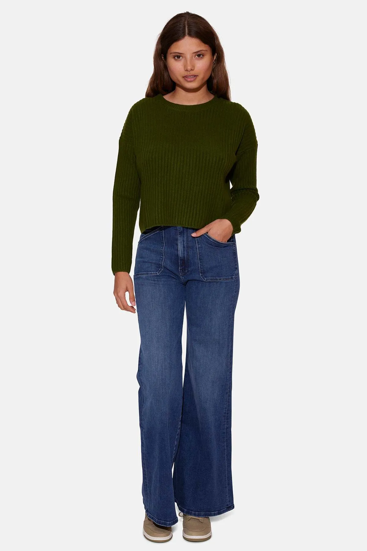 Chase Crop Sweater in Cactus