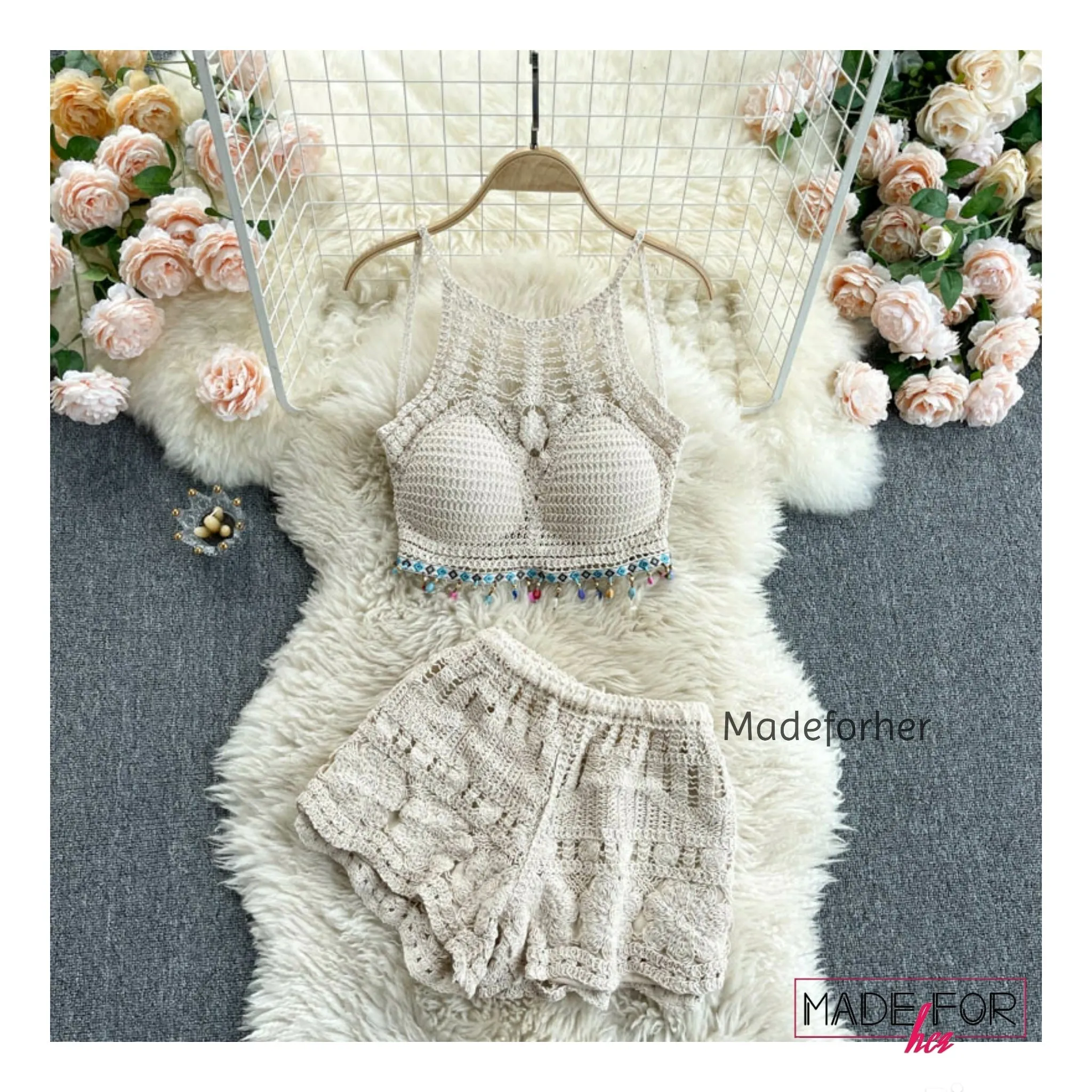 Client Pratishtha's Austin Crochet Blouse Set