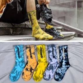 Colorful Letter Socks | Tie Dye Skateboard Fashion Socks