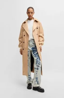 Cotton Trench Coat with Oversized Fit