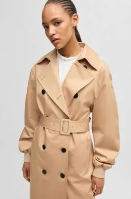 Cotton Trench Coat with Oversized Fit