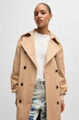 Cotton Trench Coat with Oversized Fit