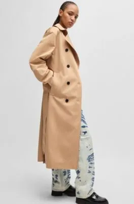 Cotton Trench Coat with Oversized Fit