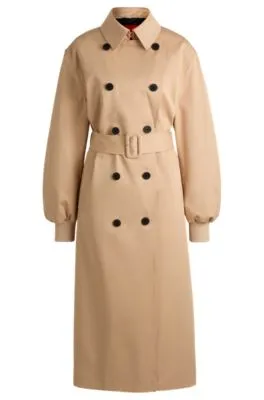 Cotton Trench Coat with Oversized Fit