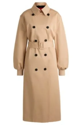 Cotton Trench Coat with Oversized Fit