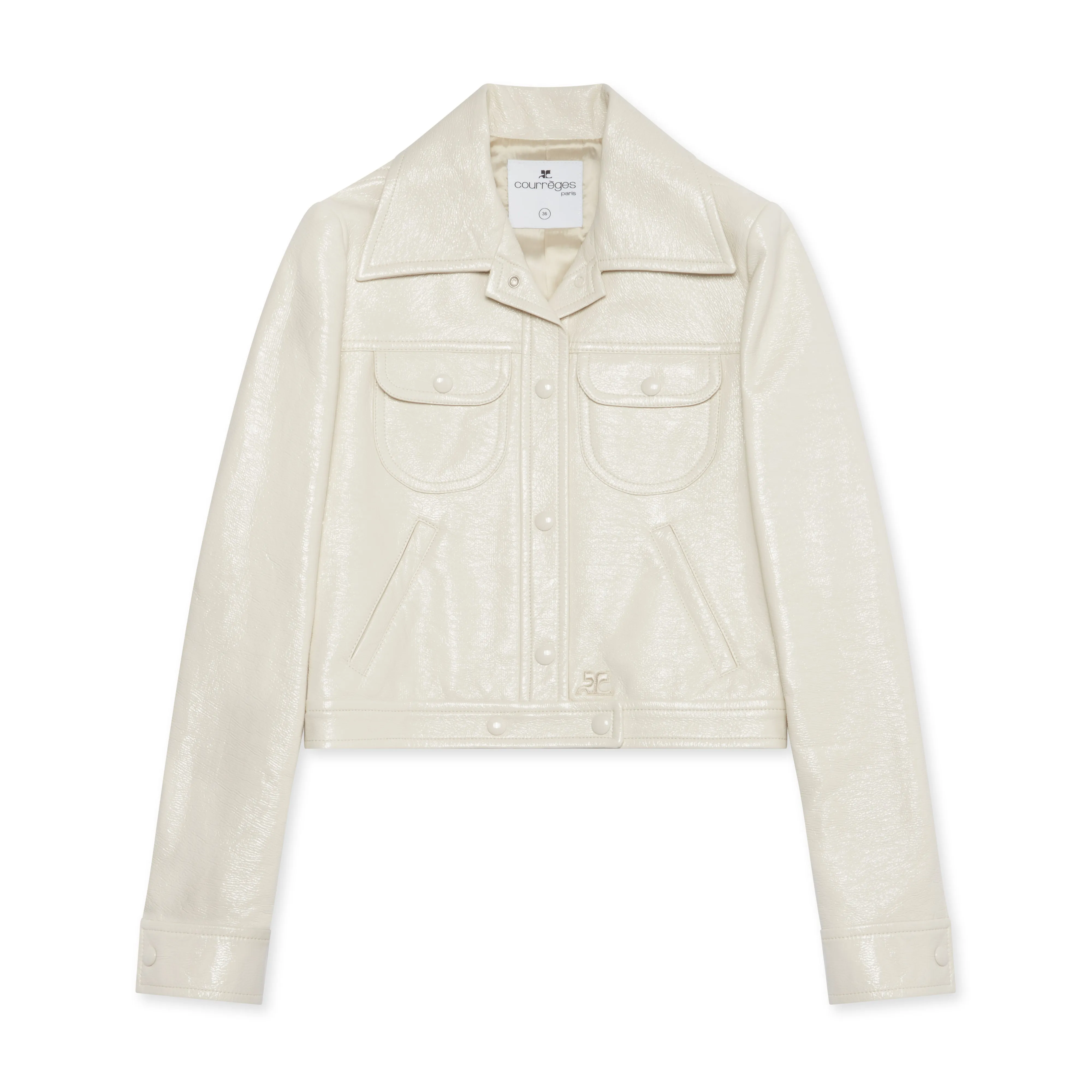 Courreges Women's Vinyl Trucker Jacket Off White - Best Deals 